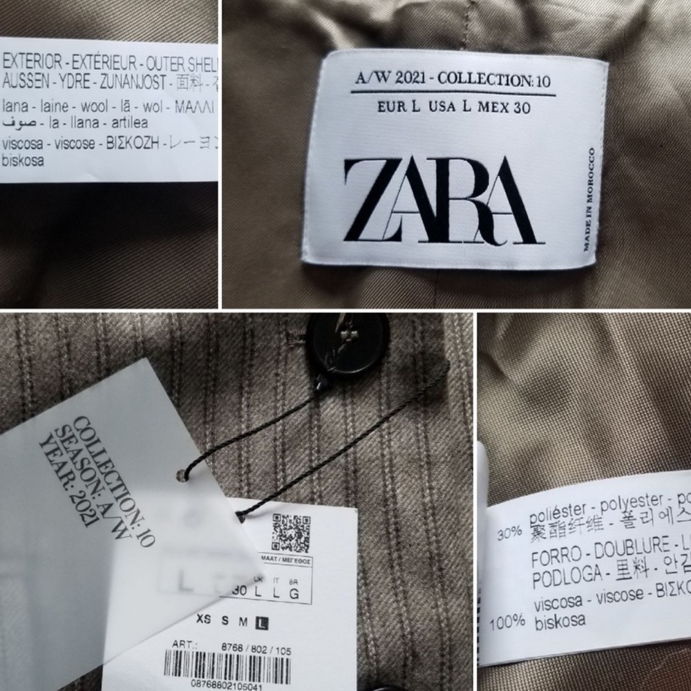Zara pinstripe limited edition wool blend blazer back open slit rare - Picture 4 of 8
